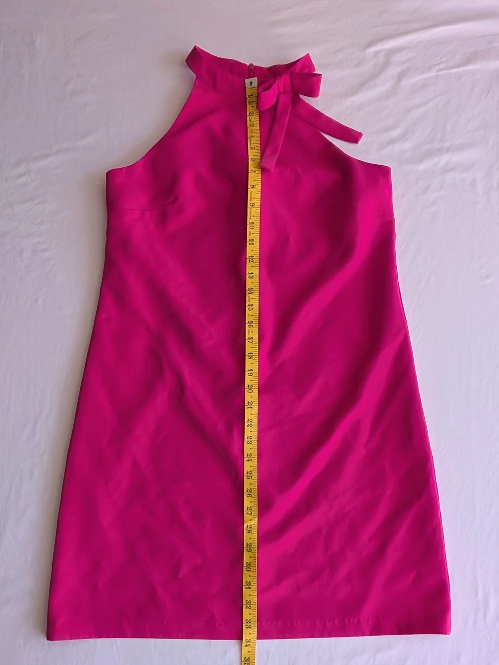 Maggy London Hot Pink Halter Mini Dress with Neck Tie - Picture 7 of 7